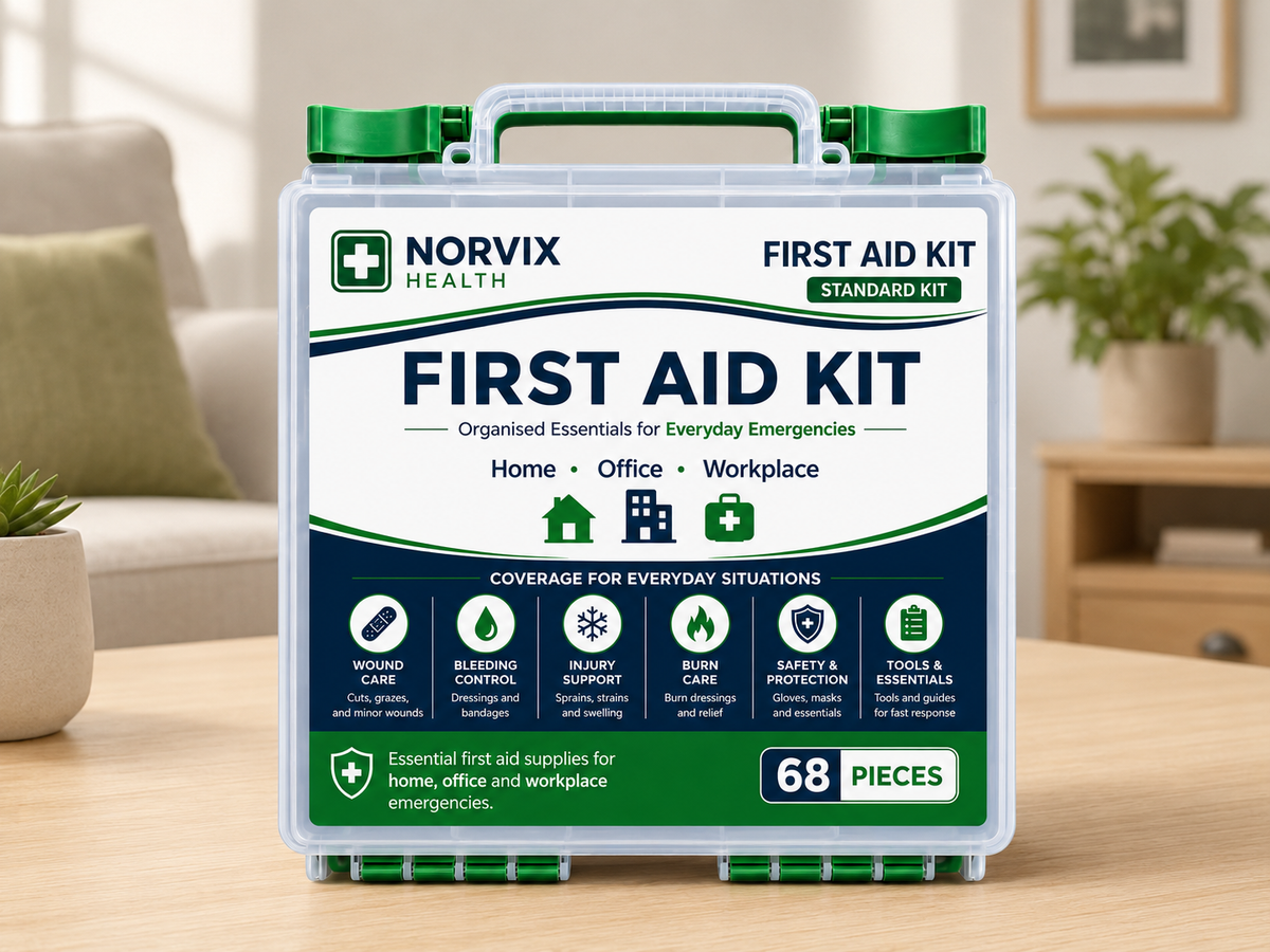Norvix Health Standard First Aid Kit + Refill Pack Bundle