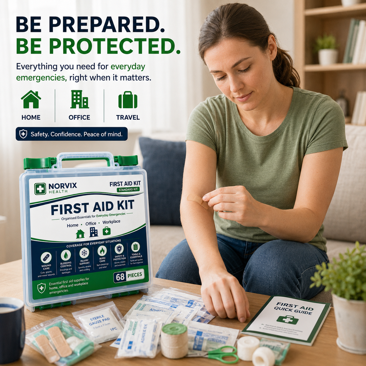 Norvix Health Standard First Aid Kit + Refill Pack Bundle