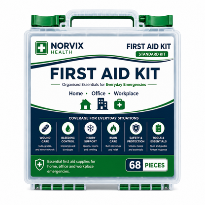 Norvix Health First Aid Kit – Standard Kit (68 Pieces)