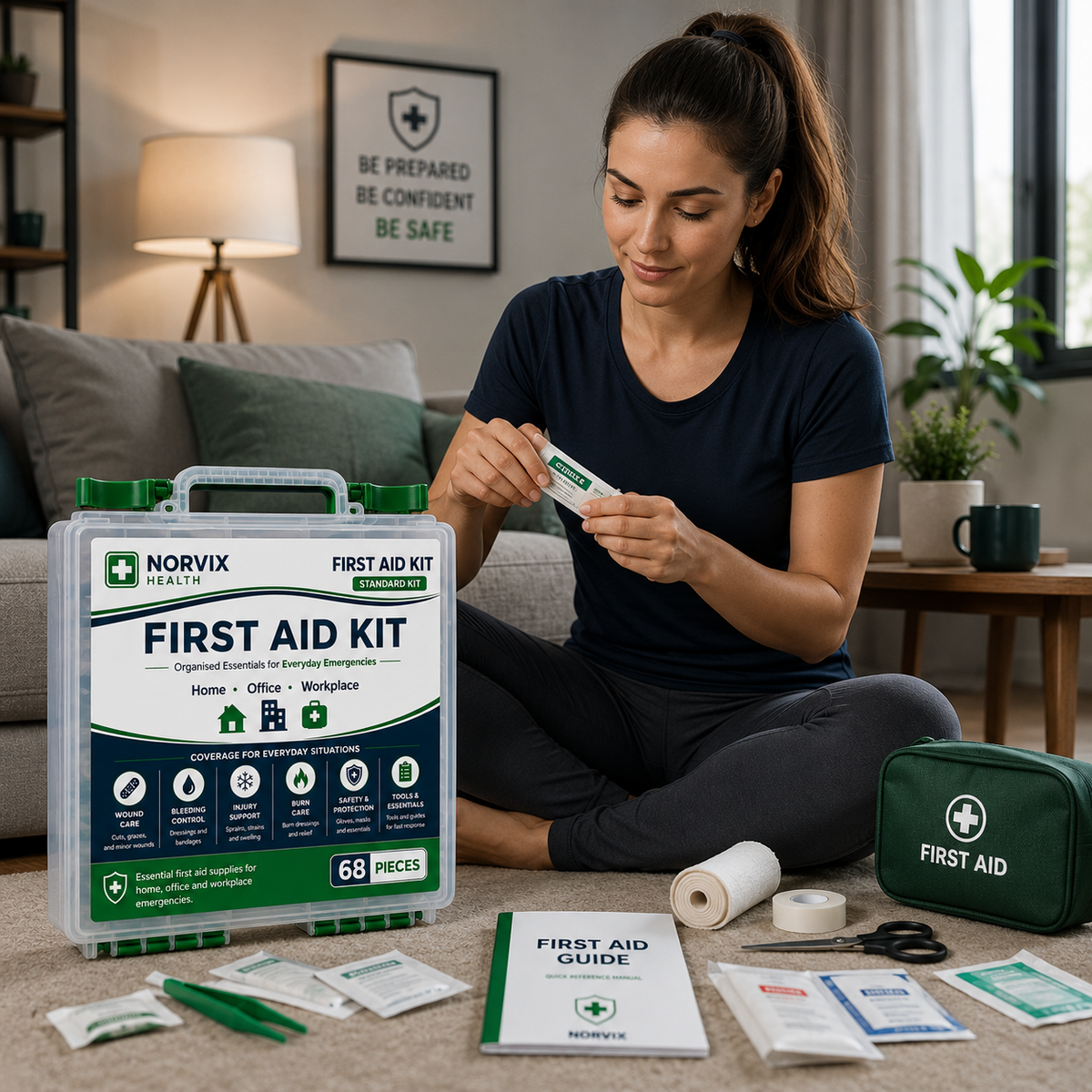Norvix Health First Aid Kit – Standard Kit (68 Pieces)