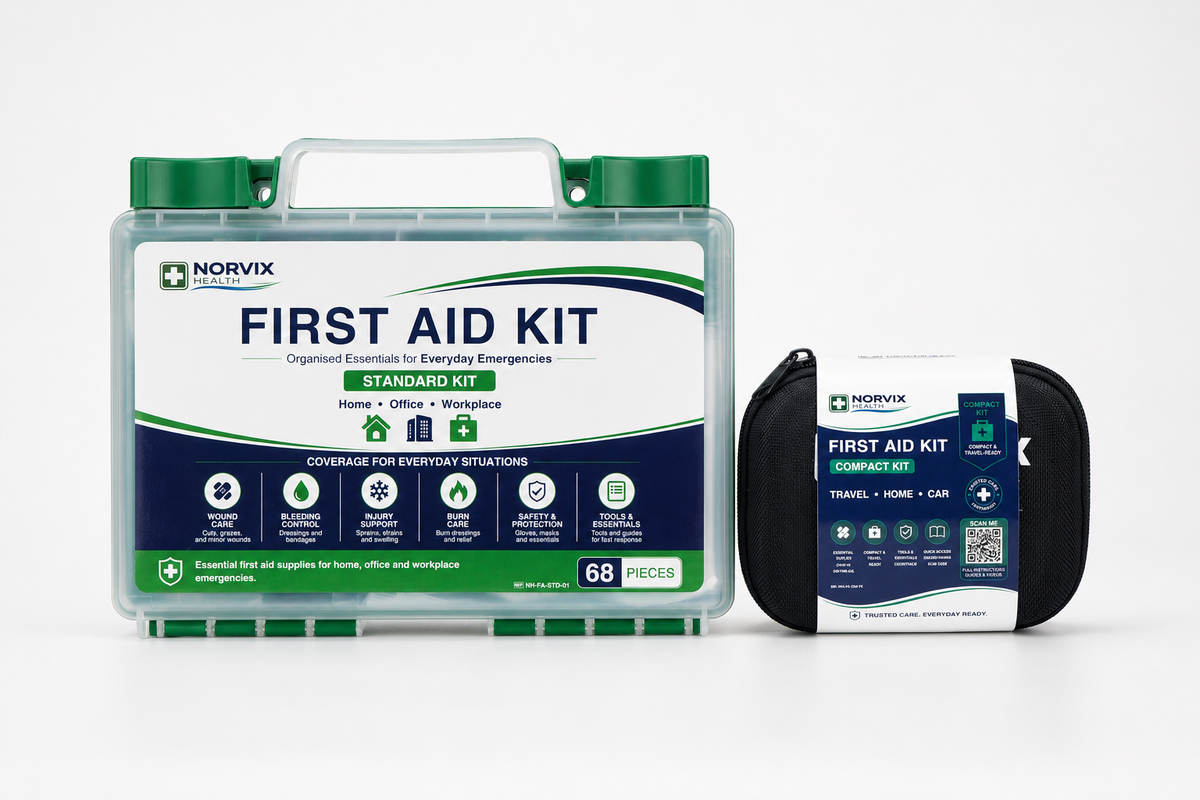 Norvix Health First Aid Kit Bundle – Standard & Compact Emergency Kits for Home, Car & Travel