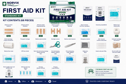 Norvix Health First Aid Kit – Standard Kit (68 Pieces)